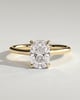 Yasmine - Elongated Cushion Cathedral Solitaire with Hidden Halo and Pav - 18k Yellow Gold