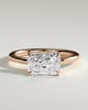 Zara - Radiant 4 Claw Solitaire with East West Setting and Raised Basket Gallery Engagement Ring - 18k Rose Gold