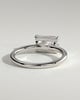 Zara - Radiant 4 Claw Solitaire with East West Setting and Raised Basket Gallery Engagement Ring - 18k White Gold