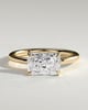 Zara - Radiant 4 Claw Solitaire with East West Setting and Raised Basket Gallery Engagement Ring - 18k Yellow Gold