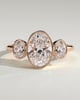 Zelda - Bezel Set Oval Trilogy - 18k Rose Gold