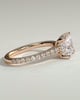 Zendaya - 4 Claw Princess Solitaire with Hidden Halo and pave band - 18k Rose Gold