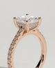 Zendaya - 4 Claw Princess Solitaire with Hidden Halo and pave band - 18k Rose Gold