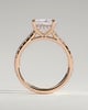 Zendaya - 4 Claw Princess Solitaire with Hidden Halo and pave band - 18k Rose Gold