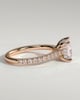 Zendaya - 4 Claw Princess Solitaire with Hidden Halo and pave band - 18k Rose Gold