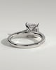 Zendaya - 4 Claw Princess Solitaire with Hidden Halo and pave band - 18k White Gold