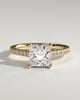 Zendaya - 4 Claw Princess Solitaire with Hidden Halo and pave band - 18k Yellow Gold