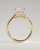 Zendaya - 4 Claw Princess Solitaire with Hidden Halo and pave band - 18k Yellow Gold