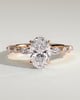 Alyssa - Oval Claw Solitaire with Marquise and Round Accent Stones Engagement Ring - 18k Rose Gold