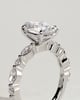 Alyssa - Oval Claw Solitaire with Marquise and Round Accent Stones Engagement Ring - 18k White Gold