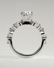 Alyssa - Oval Claw Solitaire with Marquise and Round Accent Stones Engagement Ring - 18k White Gold