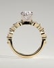 Alyssa - Oval Claw Solitaire with Marquise and Round Accent Stones Engagement Ring - 18k Yellow Gold / 18k White Gold