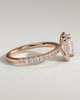 Analyce - Emerald Claw Solitaire with Halo and Pave Band Engagement Ring - 18k Rose Gold