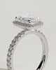 Analyce - Emerald Claw Solitaire with Halo and Pave Band Engagement Ring - 18k White Gold