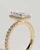 Analyce - Emerald Claw Solitaire with Halo and Pave Band Engagement Ring - 18k Yellow Gold