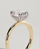Avery - Oval Double Claw Solitaire with Hidden Halo Engagement Ring - 18k Yellow Gold / 18k White Gold High Setting