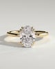 Avery - Oval Double Claw Solitaire with Hidden Halo Engagement Ring - 18k Yellow Gold High Setting