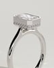 Bennie - Radiant Bezel Solitaire with Hidden Halo and Cathedral High Setting Engagement Ring - 18k White Gold