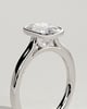 Billie - Elongated Cushion Bezel Solitaire with Cathedral High Setting Engagement Ring - 18k White Gold