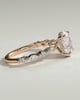 Brandi - Oval Claw Solitaire with Marquise-Round Accent Stones and Hidden Halo Engagement Ring - 18k Rose Gold
