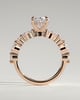 Brandi - Oval Claw Solitaire with Marquise-Round Accent Stones and Hidden Halo Engagement Ring - 18k Rose Gold