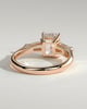 Bridget - Emerald Claw Trilogy with Tapered Baguette Side Stones Engagement Ring - 18k Rose Gold