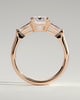 Bridget - Emerald Claw Trilogy with Tapered Baguette Side Stones Engagement Ring - 18k Rose Gold