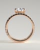 Candice - Pear Claw Solitaire with Double Pave and Plain Band Engagement Ring - 18k Rose Gold