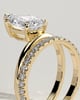 Candice - Pear Claw Solitaire with Double Pave and Plain Band Engagement Ring - 18k Yellow Gold
