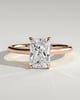 Dakota - Radiant Claw Solitaire with Cathedral Low Setting and Open Trellis Gallery Engagement Ring - 18k Rose Gold