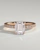 Eliana - Emerald Claw Solitaire with Wrap Around Hidden Halo and Pave Band Engagement Ring - 18k Rose Gold