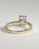 Eliana - Emerald Claw Solitaire with Wrap Around Hidden Halo and Pave Band Engagement Ring - 18k Yellow Gold / 18k White Gold