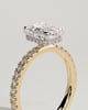 Eliana - Emerald Claw Solitaire with Wrap Around Hidden Halo and Pave Band Engagement Ring - 18k Yellow Gold / 18k White Gold