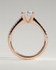 Eloise - Oval Claw Solitaire with Pave Band and Solid Cathedral Low Setting Engagement Ring - 18k Rose Gold