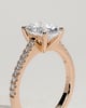 Eloise - Oval Claw Solitaire with Pave Band and Solid Cathedral Low Setting Engagement Ring - 18k Rose Gold