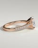 Eloise - Oval Claw Solitaire with Pave Band and Solid Cathedral Low Setting Engagement Ring - 18k Rose Gold