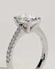 Eloise - Oval Claw Solitaire with Pave Band and Solid Cathedral Low Setting Engagement Ring - 18k White Gold