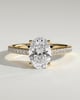 Eloise - Oval Claw Solitaire with Pave Band and Solid Cathedral Low Setting Engagement Ring - 18k Yellow Gold