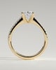 Eloise - Oval Claw Solitaire with Pave Band and Solid Cathedral Low Setting Engagement Ring - 18k Yellow Gold