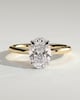 Emma - Classic Oval Claw Solitaire with Hidden Halo Engagement Ring - 18k Yellow Gold / 18k White Gold High Setting
