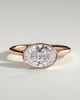 Erin - Oval East West Bezel Solitaire  Engagement Ring - 18k Rose Gold