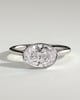 Erin - Oval East West Bezel Solitaire  Engagement Ring - 18k White Gold