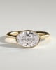 Erin - Oval East West Bezel Solitaire  Engagement Ring - 18k Yellow Gold