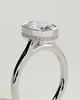 Everleigh - Elongated Cushion Bezel Solitaire with Hidden Halo and Cathedral High Setting Engagement Ring - 18k White Gold