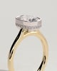 Everleigh - Elongated Cushion Bezel Solitaire with Hidden Halo and Cathedral High Setting Engagement Ring - 18k Yellow Gold / 18k White Gold