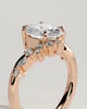Ezmerelda - Oval Claw Solitaire with Bypass Band and Clustered Round-Marquise Accent Stones Engagement Ring - 18k Rose Gold
