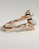 Ezmerelda - Oval Claw Solitaire with Bypass Band and Clustered Round-Marquise Accent Stones Engagement Ring - 18k Rose Gold