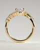 Ezmerelda - Oval Claw Solitaire with Bypass Band and Clustered Round-Marquise Accent Stones Engagement Ring - 18k Yellow Gold
