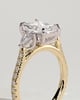 Ginny - Radiant Claw Trilogy with Pear Side Stones and Pave Band Engagement Ring - 18k Yellow Gold / 18k White Gold
