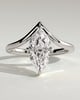 Giselle - Marquise Claw Solitaire with V Band Engagement Ring - 18k White Gold
